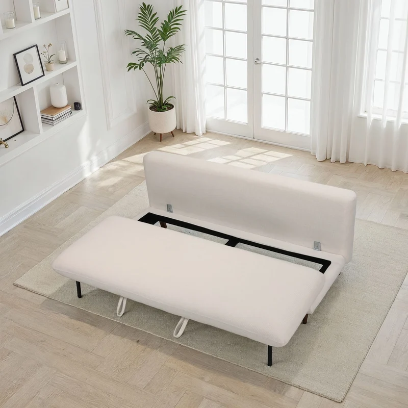 Canapé lit 3 places clic-clac en tissu anti tache, 192x94xH91CM - LUPINE