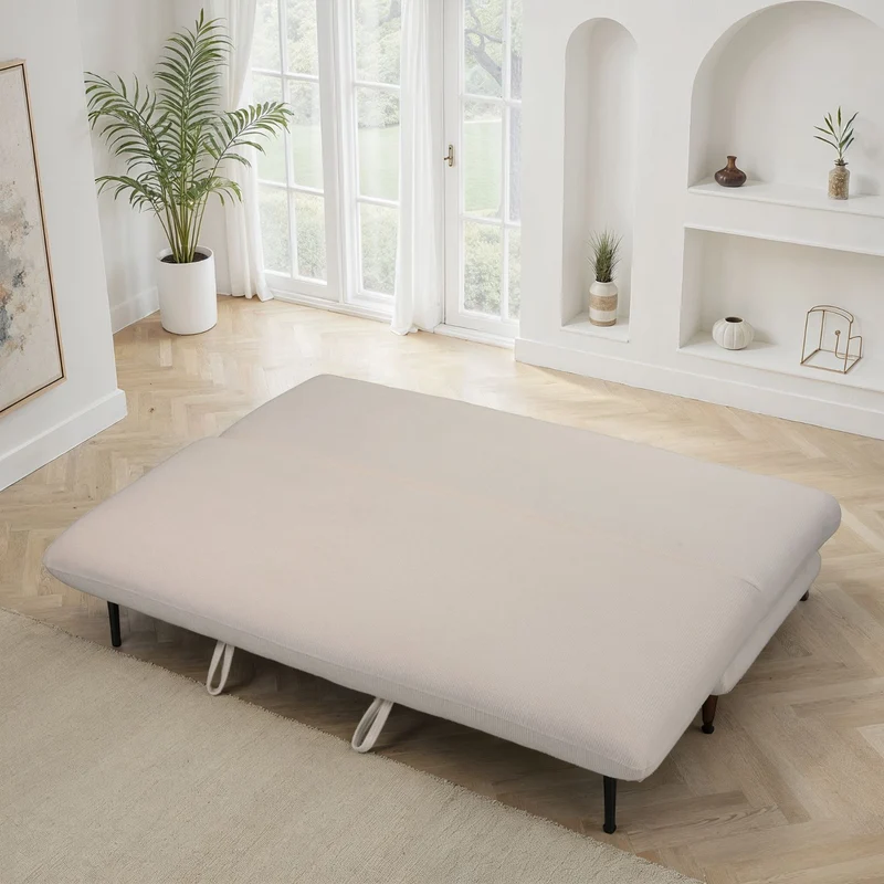 Canapé lit 3 places clic-clac en tissu anti tache, 192x94xH91CM - LUPINE