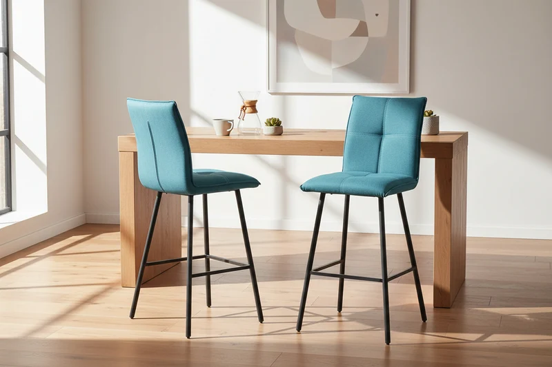 Lot de 2 chaises de bar tissu bleu - Veronica