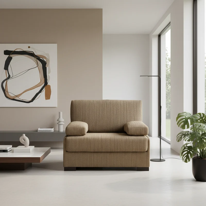 Fauteuil convertible tissu marron taupe - Taha