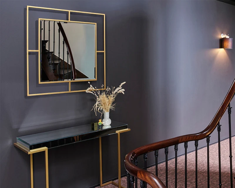 Miroir mural design carré doré - Brayan