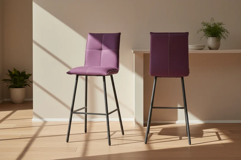 Lot de 2 chaises de bar tissu violet - Veronica