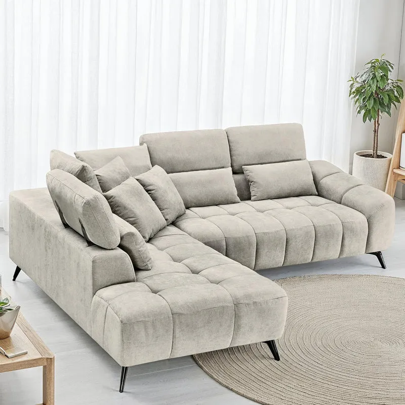 Canapé d'angle en tissu 5 places convertible 265x215xH80/98CM - ELIO