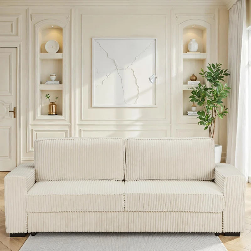 Canapé Clic-clac avec coffre convertible en tissu, 230x94,5xH91CM - CHELSEA