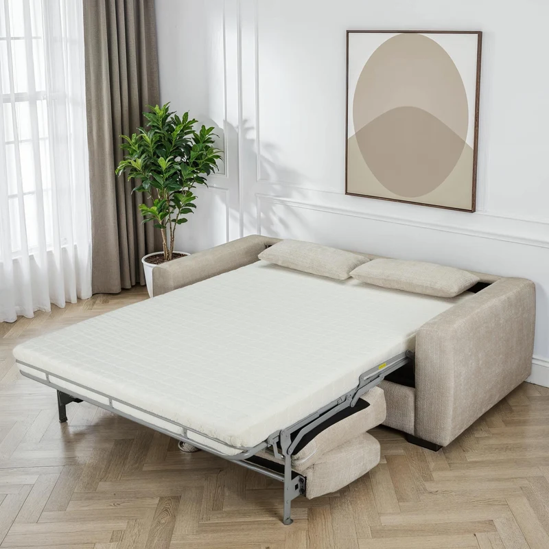 Canapé lit convertible clic-clac en tissu, 201x98xH90CM avec matelas intégré (140x190cm)- MONACO
