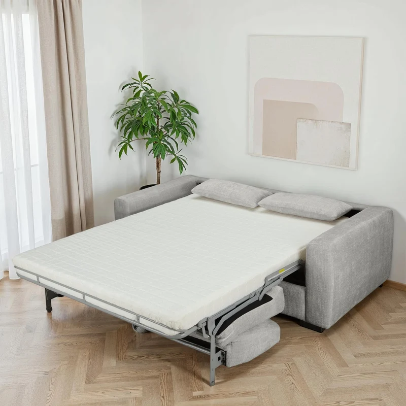 Canapé lit convertible clic-clac en tissu, 201x98xH90CM avec matelas intégré (140x190cm)- MONACO