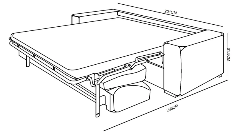 Canapé lit convertible clic-clac en tissu, 201x98xH90CM avec matelas intégré (140x190cm)- MONACO