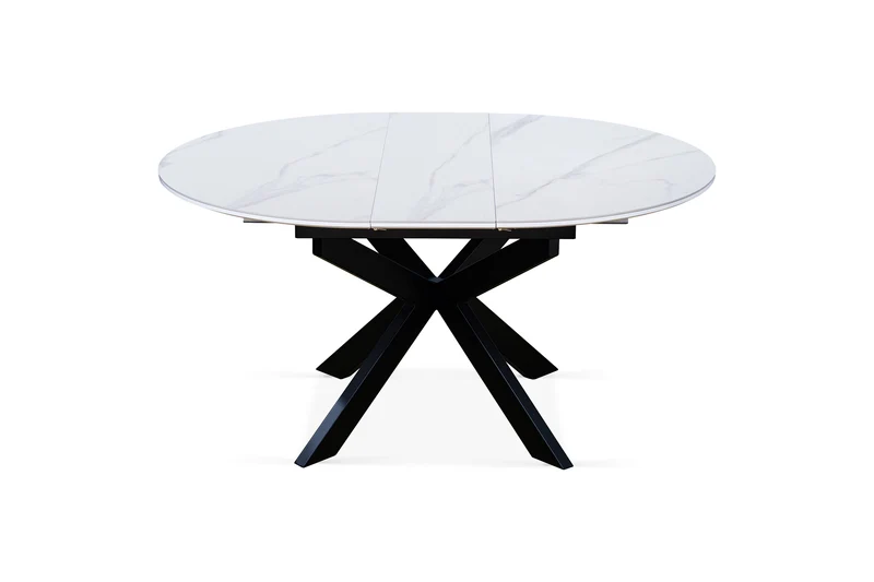 Table à manger ronde extensible avec plateau en céramique, D120-150XH76CM - PILAR