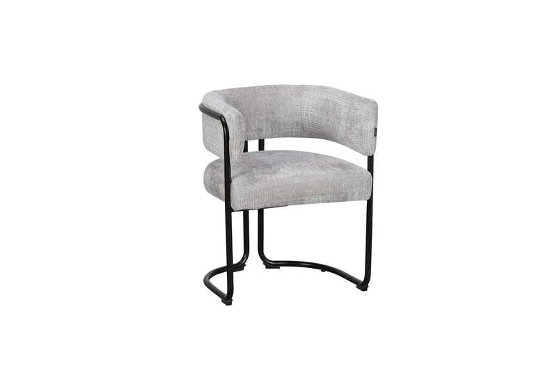 Chaise avec accoudoirs en tissu et structure noire, 56x52xH70CM ALICIA