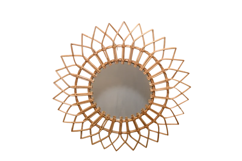 Miroir rond en osier, 77x77CM - MANILLE