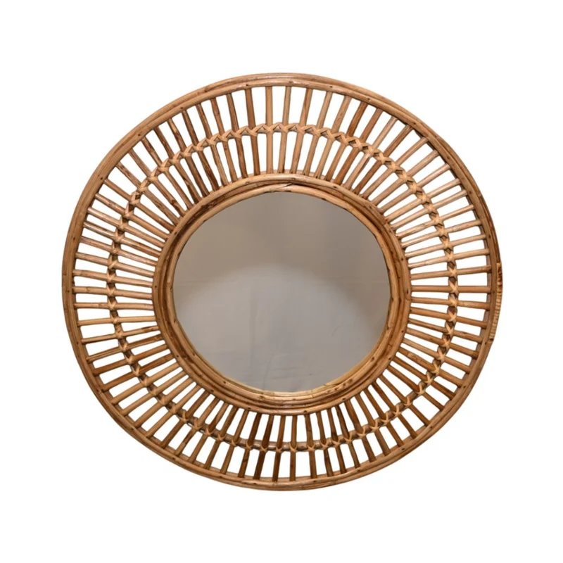 Miroir rond en osier, 74x74CM - MANILLE