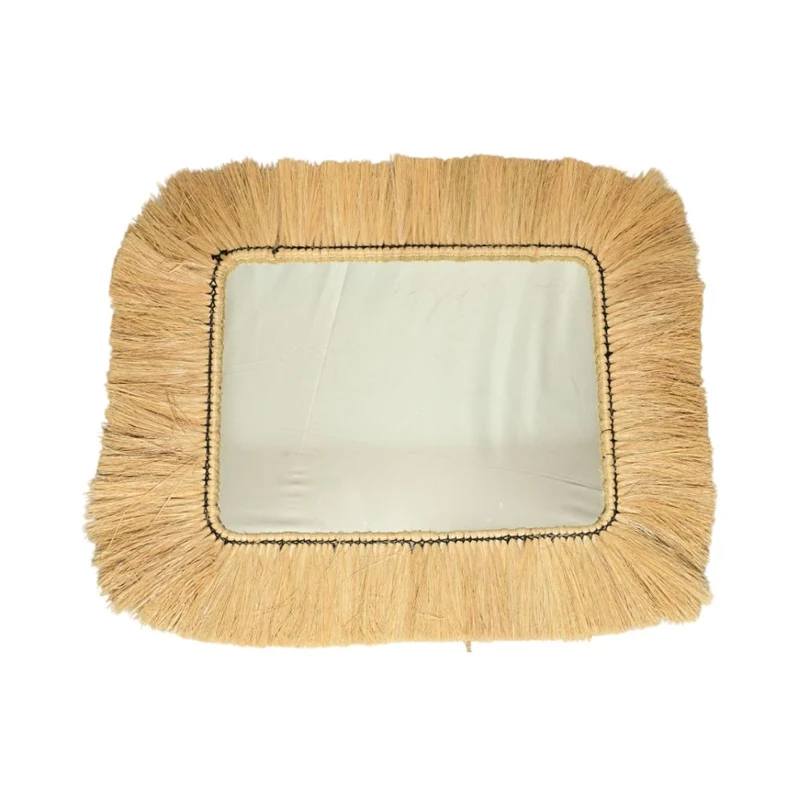 Grand miroir rectangulaire en osier, 78x65CM - MANILLE