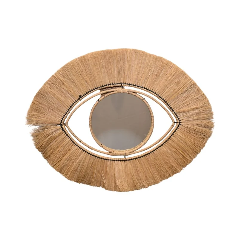 Grand miroir forme œil en osier, 70x54CM - MANILLE