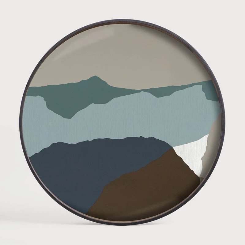 Ethnicraft Plateau en Verre Wabi Sabi – Graphite Ø 61 cm