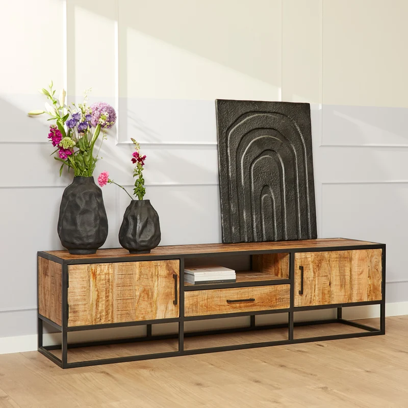 Meuble TV en bois de manguier, H50CM- ALEXIA