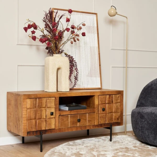 Meuble TV en bois de manguier, H55CM - MARIA