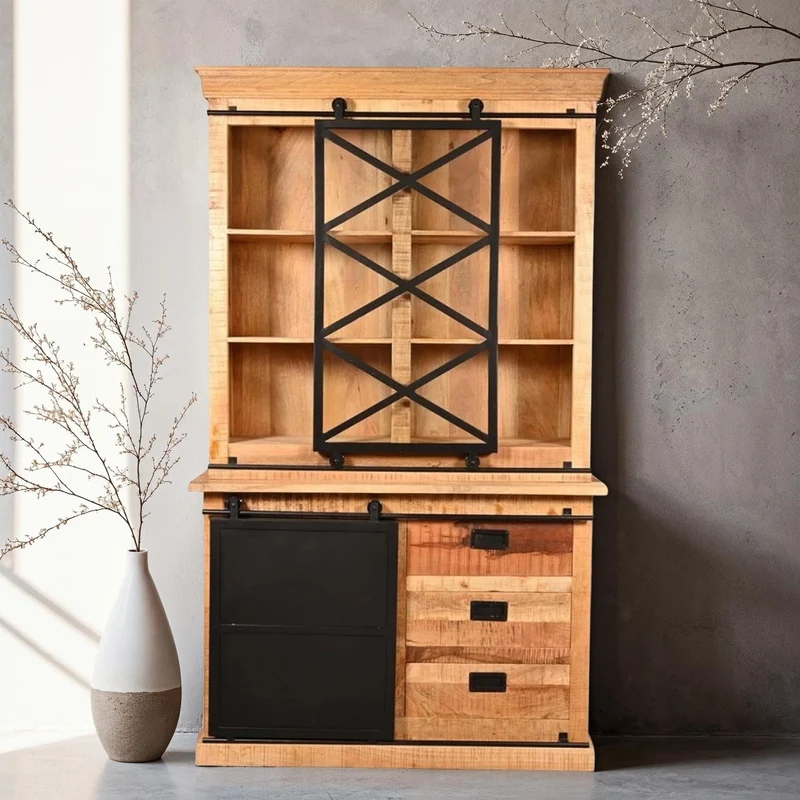 Vaisselier en bois massif, H220CM- MEXICO