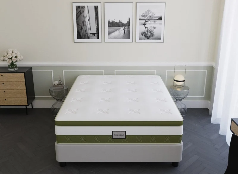 Matelas hybride BAMBOO 140 x 190 cm ressorts ensachés et mémoire de forme épaisseur 30 cm