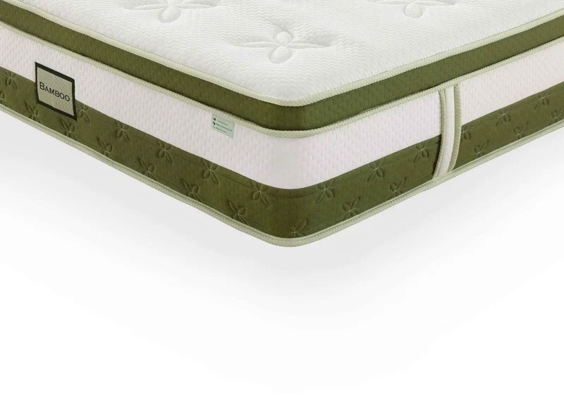 Matelas hybride BAMBOO 140 x 190 cm ressorts ensachés et mémoire de forme épaisseur 30 cm