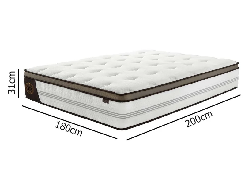 Matelas hybride ROYAL LUX 180 x 200 cm ressorts ensachés et mémoire de forme épaisseur 31 cm