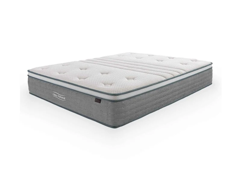Matelas hybride NATURAL 180 x 200 cm ressorts ensachés et soie épaisseur 29 cm