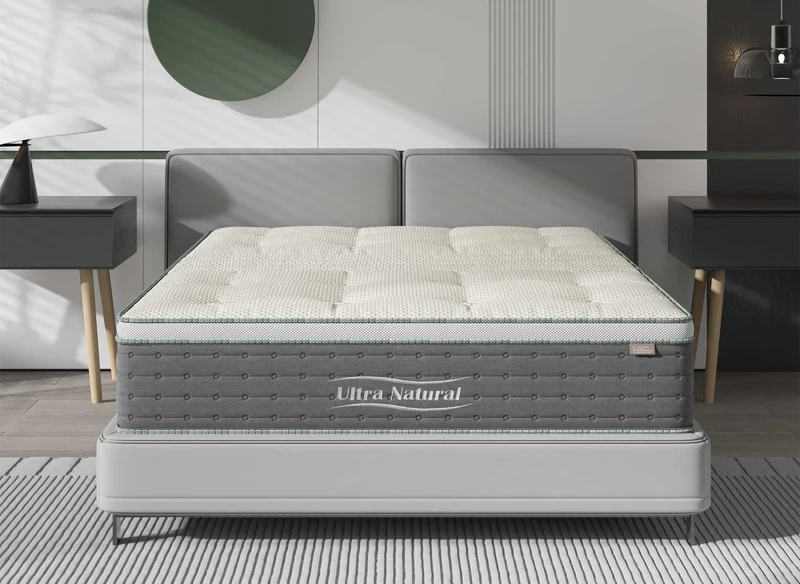 Matelas hybride NATURAL 180 x 200 cm ressorts ensachés et soie épaisseur 29 cm