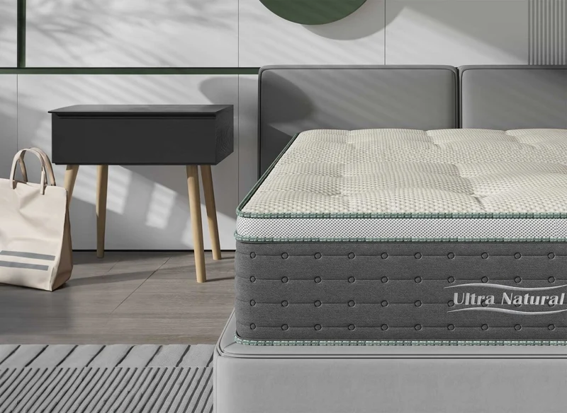Matelas hybride NATURAL 140 x 190 cm ressorts ensachés et soie épaisseur 29 cm