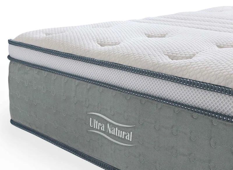 Matelas hybride NATURAL 140 x 190 cm ressorts ensachés et soie épaisseur 29 cm