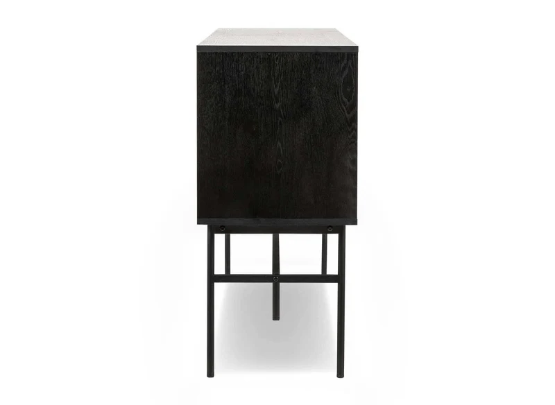 Buffet enfilade 3 tiroirs 2 portes en bois et métal noir DARYL