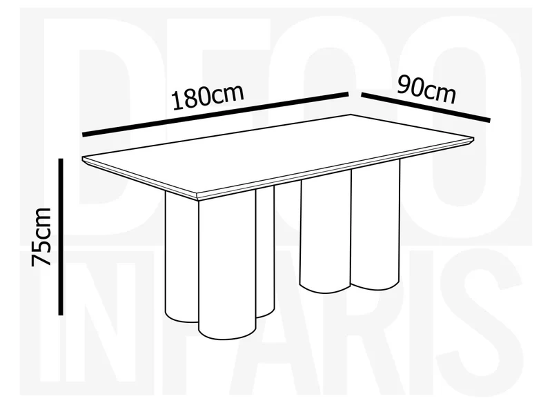 Table à manger blanche pieds forme organique 6 personnes 180cm ROSALIA