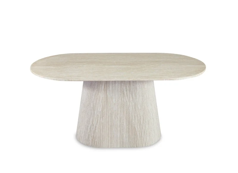 Table à manger ovale en marbre composite beige 6 personnes 180cm TIANA