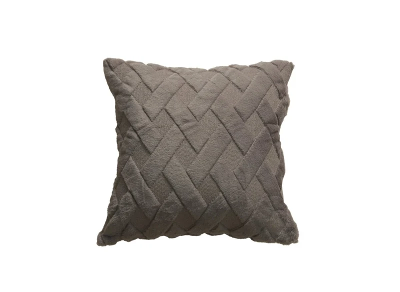Coussin carré 45x45 cm en tissu à poils effet graphique gris foncé MADALA
