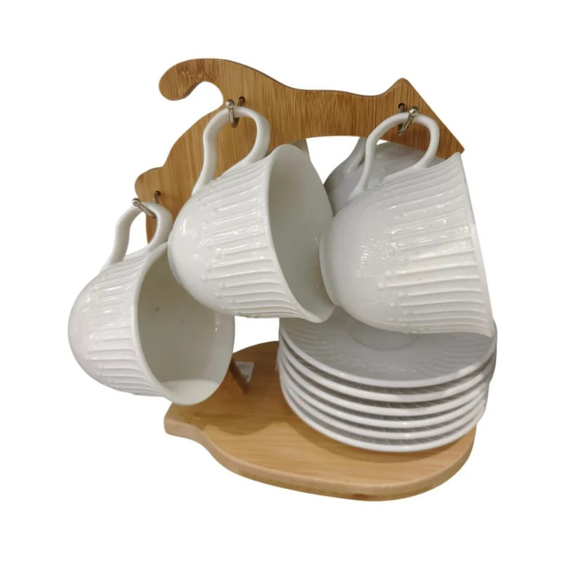Set de tasse à café, soucoupe et support
