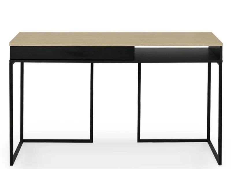 Bureau industriel avec tiroir et rangement en bois et métal COLETTE