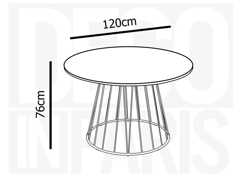 Table à manger ronde effet marbre blanc pied en métal noir 120cm STELLA