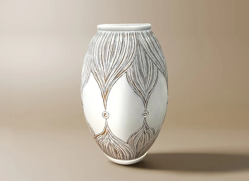 Vase en polyrésine blanc H36 cm MANOLIS
