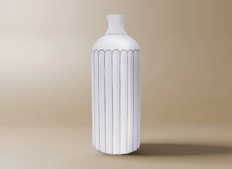 Vase en polyrésine blanc et doré H41 cm ARCA