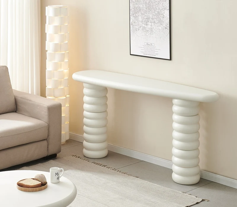 Console effet pierre travertin, 160x40xH76CM - CARLA