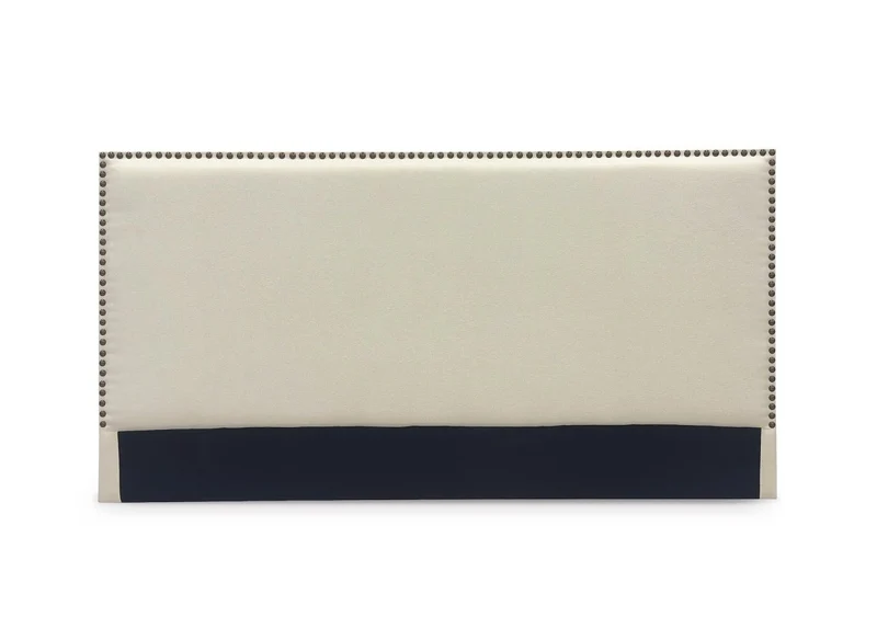 Tête de lit cloutée en tissu lin beige 160 cm LINDA