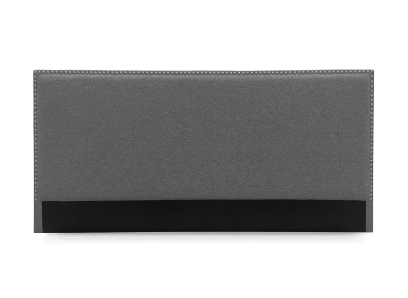 Tête de lit cloutée en tissu lin gris 180 cm LINDA