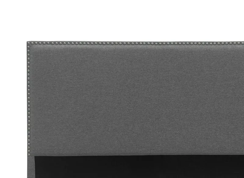 Tête de lit cloutée en tissu lin gris 180 cm LINDA
