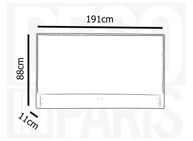 Tête de lit cloutée en tissu lin gris 180 cm LINDA