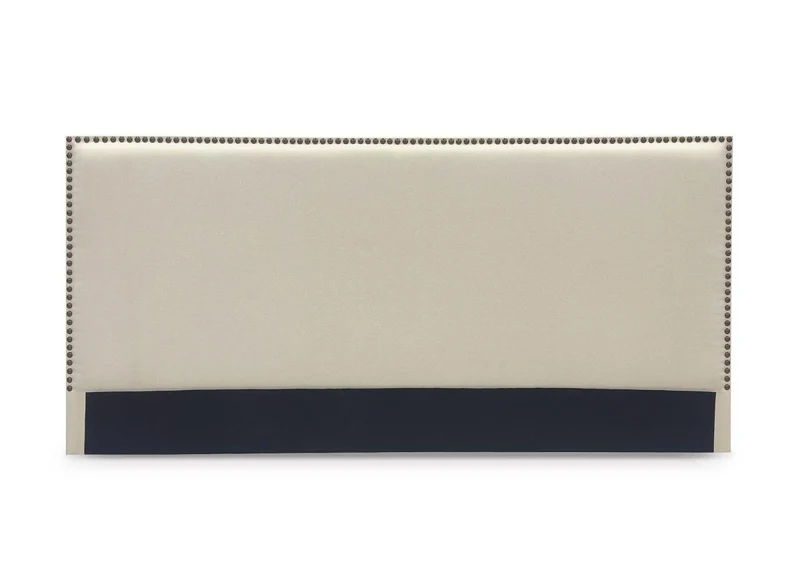 Tête de lit cloutée en tissu lin beige 180 cm LINDA