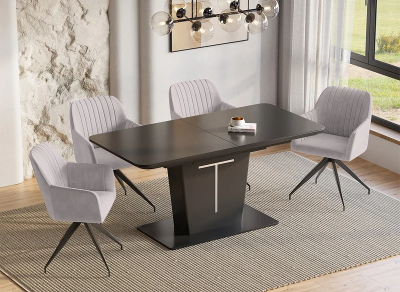 Lot de 2 chaises en velours beige pieds en métal noir RATUS