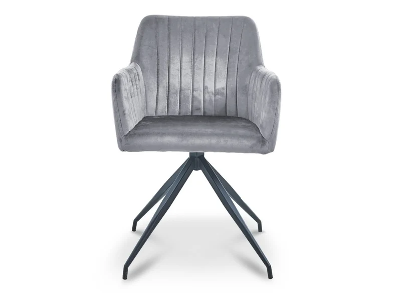 Lot de 2 chaises en velours gris pieds en métal noir RATUS