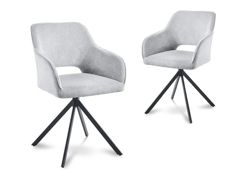 Lot de 2 chaises pivotantes design en velours gris clair CIEL