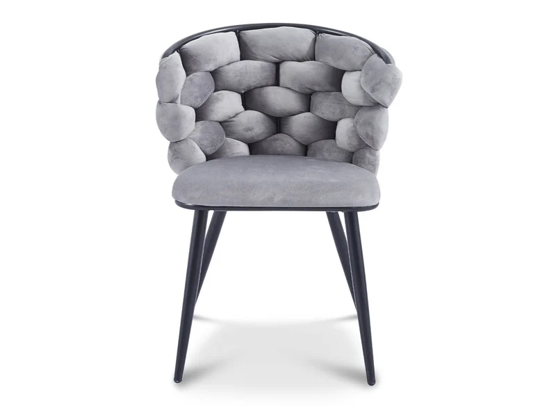 Lot de 2 chaises en velours gris pieds en métal noir CECILE