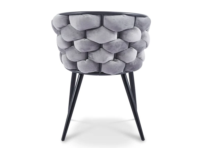 Lot de 2 chaises en velours gris pieds en métal noir CECILE