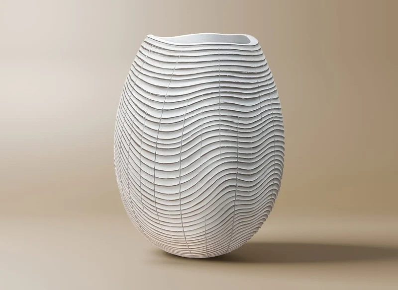 Vase boule en résine blanc H23 cm VAGUE