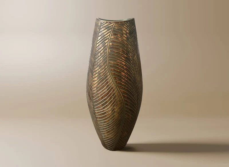 Vase en polyrésine vert et doré H54 cm ZAHARA